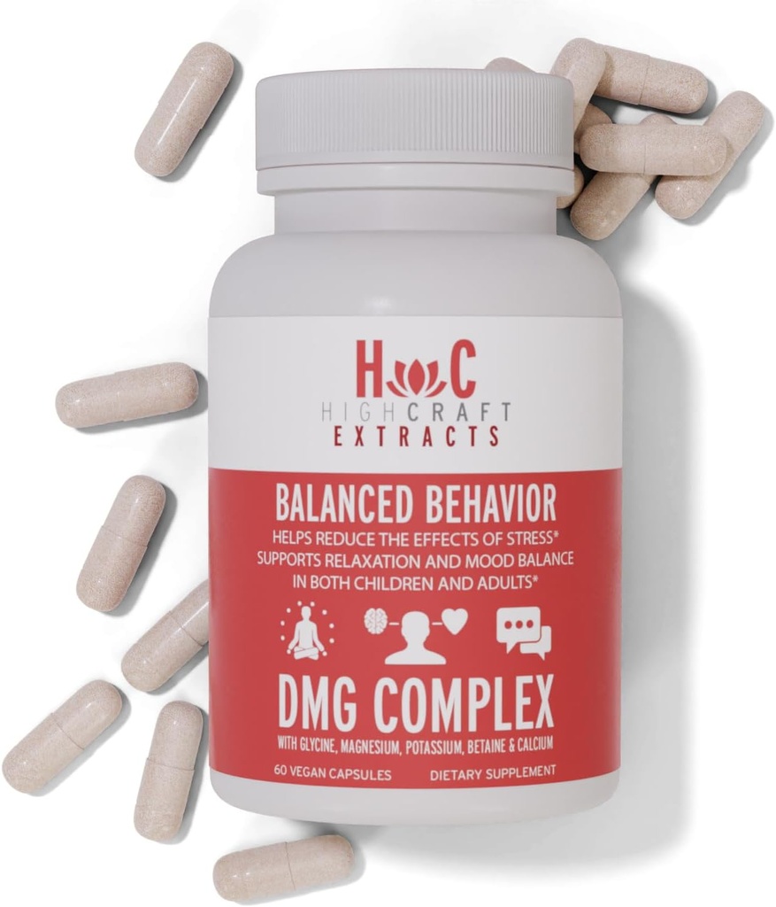 DMG Supplemento - Comportamento bilanciato - Calma, Riduce Irritabilità, inquietudine, lenisce Cambiamenti di umore - Magnesio, Potassio, Betaina, Dimetilglicina, Gluconato di calcio, Glicina