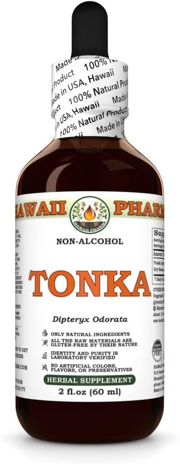 Hawaii Pharm Tonka Alkoholfreier Extrakt, Glycerit für Energie und Atmungskomfort, fördert Vitalität, lindert Husten und Throat, unterstützt lymphatic Wellness, Fights Fatigue - 2 fl.oz
