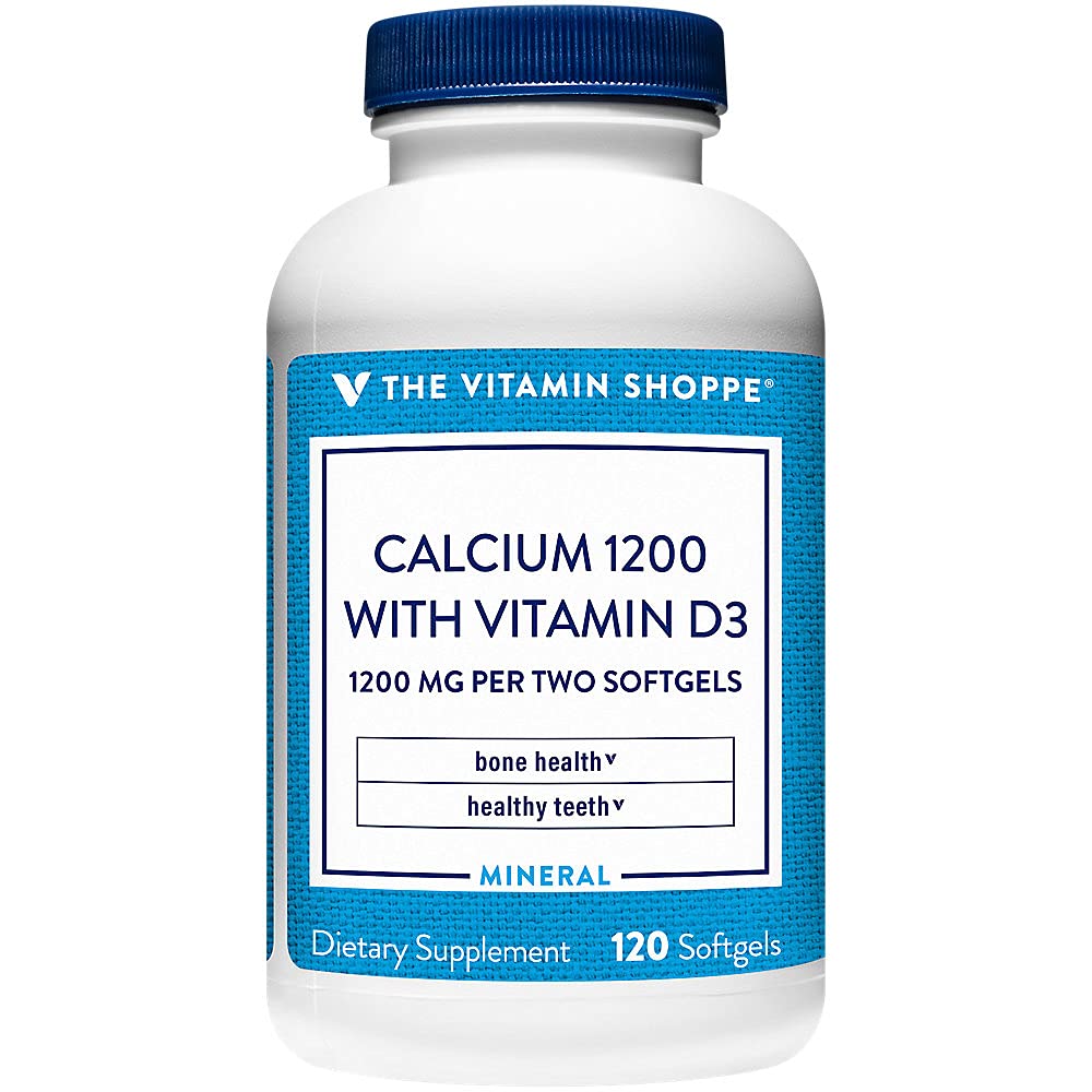 Das Vitamin Shoppe Calcium 1200MG - Knochenstärke, Zähnegesundheit und Muskelfunktionsunterstützung, tägliches Mineral (120 Softgels)