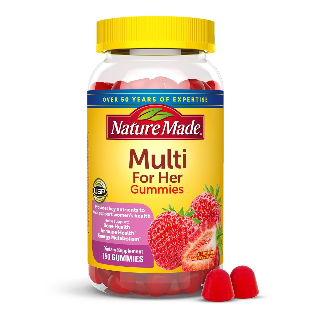 Natura Made Multivitaminico per le donne, pancia delle donne Multivitaminici per il supporto nutrizionale giornaliero, 150 Multi Vitamin Gummies, 75 giorni di alimentazione