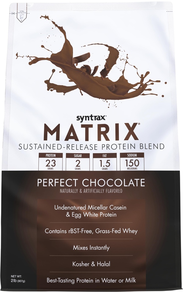 Syntrax Nutrition Matrix - Mélange de protéines à libération prolongée, Chocolat parfait 2 lbs.