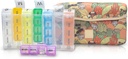 Made Easy Kit Pill Case Large 7-Day / 28 Compartments in Neoprene Carrier with Storage Pill Box in Daily in Morn, NOON, EVE, Bed a Weekly Vitamin, Medicine, Capsule Organization (Khaki Desert Cactus)