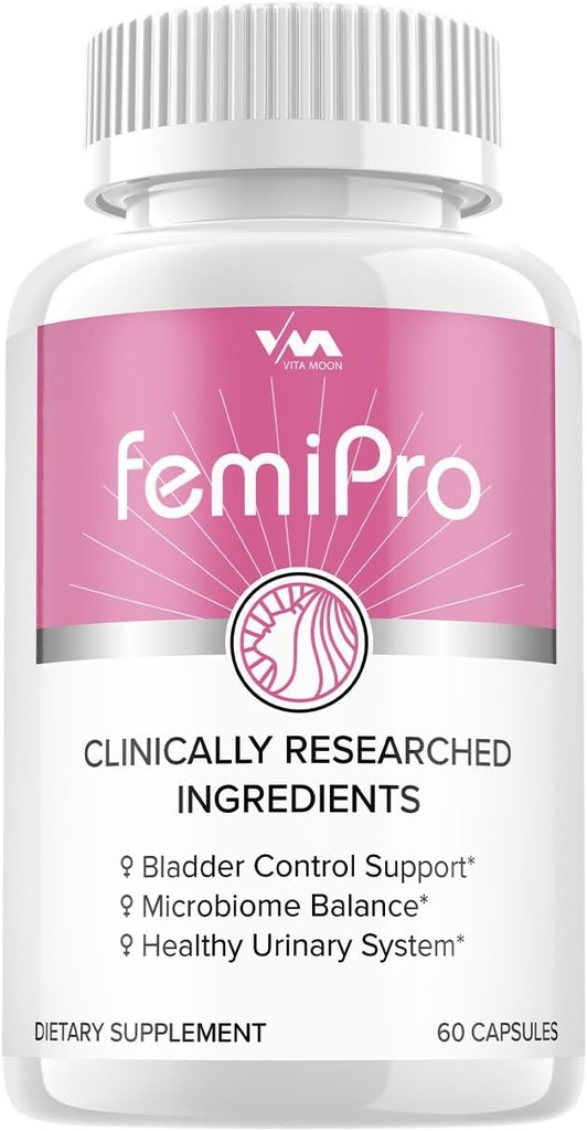 (1 Pack) Femi Pro Pro Probiotics - FemiPro Advanced Formula Bladder Control Support, Microbiome Balance, Healthy Urinary System, 60 Kapseln