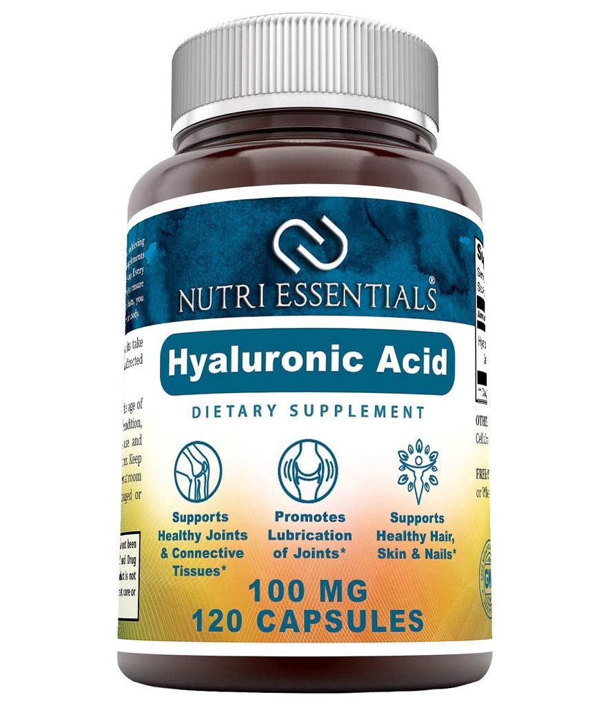 Integratore alimentare acido ialuronico - 100 mg 120 capsule (non OGM) - I migliori integratori per la salute comune, la cura della pelle e altro *