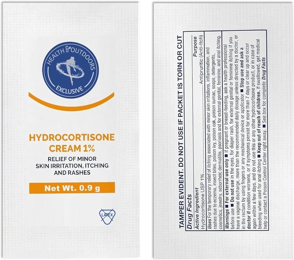 Beruhigende Hydrocortison Creme 1%, 48 Einzelpackungen, für Hautreizung, Rashes, Juckreiz und minderjährige Schmerzlinderung