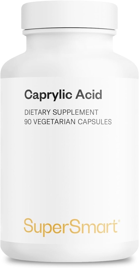 Supersmart Caprylic Acid Supplement 1350mg par jour (à partir de l'huile MCT) - Triglycérides à chaîne moyenne Acides gras saturés - Acides octanoïques - Sans OGM et sans gluten - 90 Capsules végétariennes