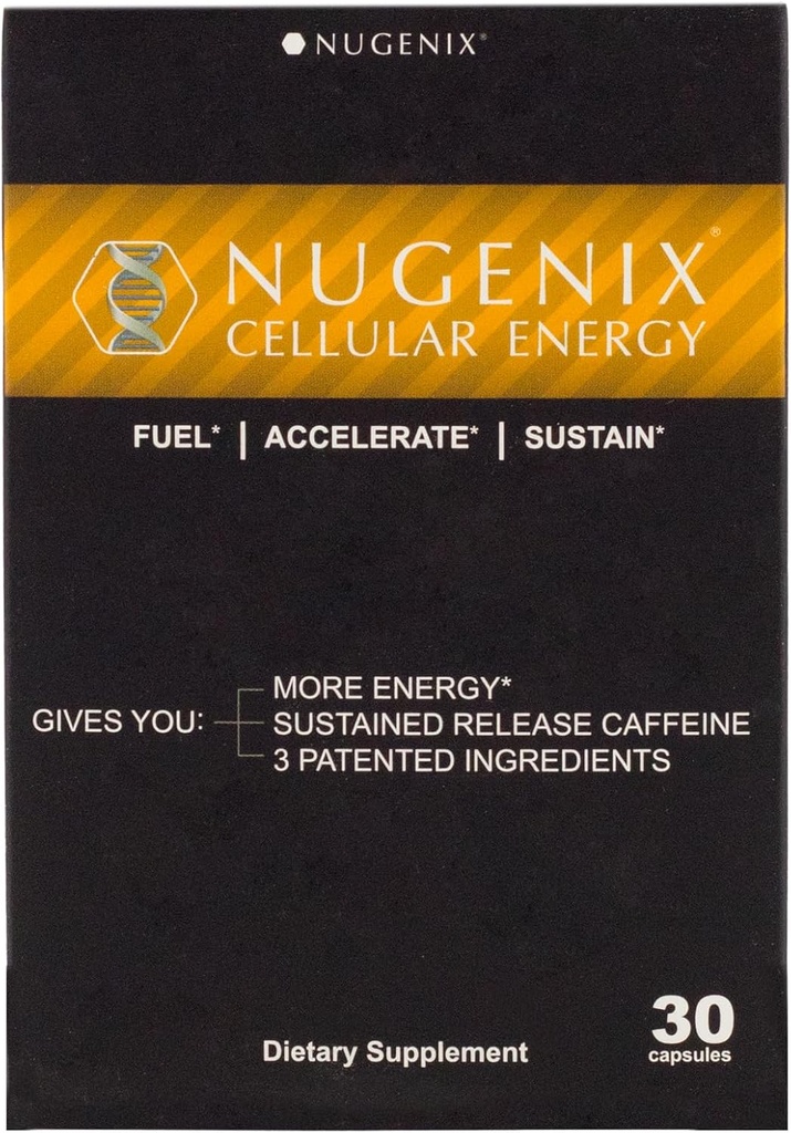 Nugenix Cellular Energy - Integratori Energetici - L-Carnitina e L-Tartrate, elevATP, Extended Release Caffeine, L-Tyrosine, 30 Conte