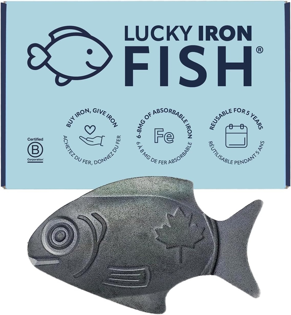 Der Original Lucky Iron Fish ®. Eine Alternative zur Eisenergänzung, um Mangel zu reduzieren. Nein. Einmal täglich - 5 Jahre Versorgung inbegriffen.