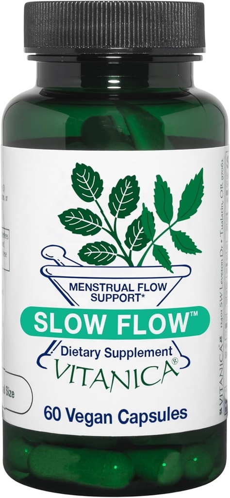 Vitanica Slow Flow, Menstrual Flow Support, Vegan, 60 Kapseln (Slow Flow Pro Logo)