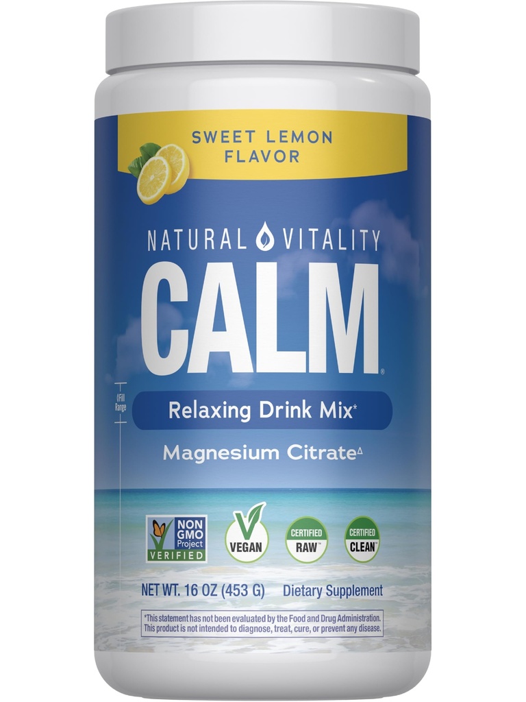 Natürliche Vitalität Calm, Magnesium-Ergänzung, Anti-Stress-Getränk-Mischpulver, Glutenfrei, Vegan, & Non-GMO, Sweet Lemon, 16 oz
