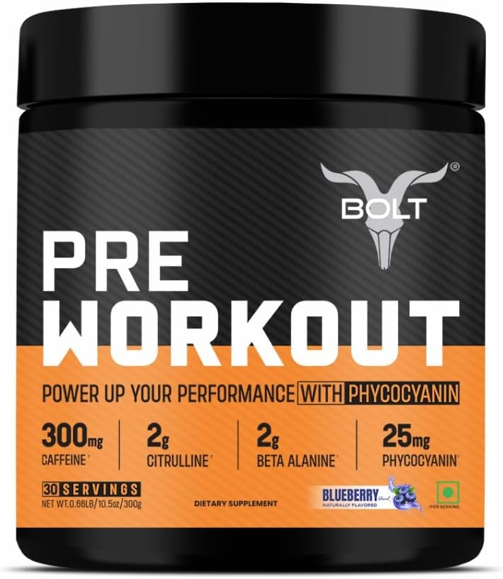 Bolt Pré Supplément d'entraînement avec Caféine, Citrulline Malate, B-Alanine, Taurine.