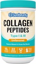 Poudre de peptides de collagène, type I et III, source de bovine alimentée à l'herbe, non aromatisée, dissolve facilement, peau, cheveux, ongles et soins musculaires, paléo & kéto, 8oz