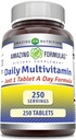 Amazing Formulas Daily Multivitamin Tablets (Non-GMO) - Solo 1 compresse A Day Formula A Multivitaminico completo per supportare la salute cardiovascolare, funzioni immunitarie, funzioni visive e altro* (250 conteggio)