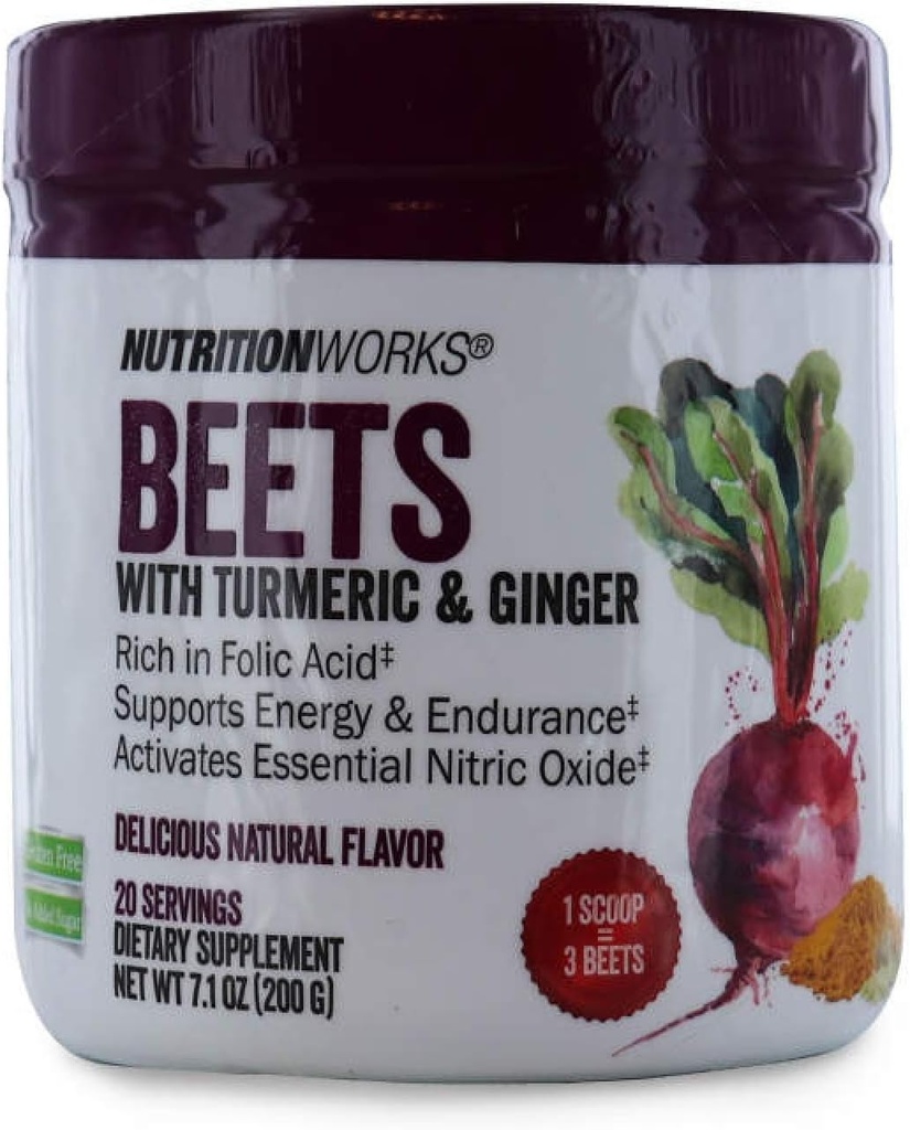Nutrizione Funziona Beet con Turmeric & Ginger. Senza glutine, senza aggiunta di zucchero. Supporta energia e resistenza. Integratore alimentare. 20 Serve 7.1 oz