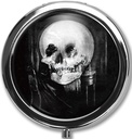 Boîte à pilules Case Pillbox Holder Trinket Stash Box Arsenic Vintage Style Médecine Vitamine Pill Organizer Case (Skull)