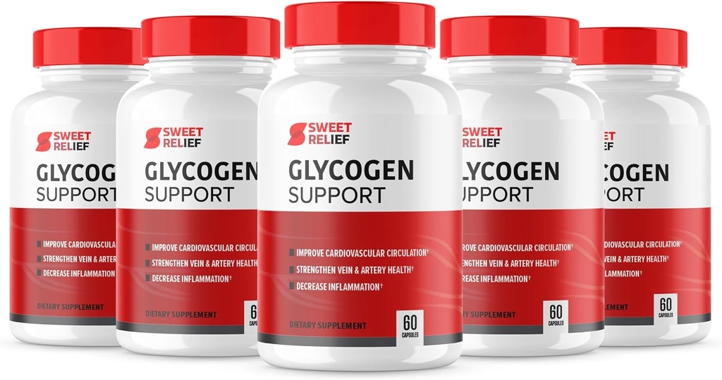 Formule de supplément pour les vaisseaux sanguins, SweetRelief Glycogen Capsules Glycogen en bonne santé Nettoyant avancé des vaisseaux, Glycogen en bon état Examens de soutien du sang (5 Pack)