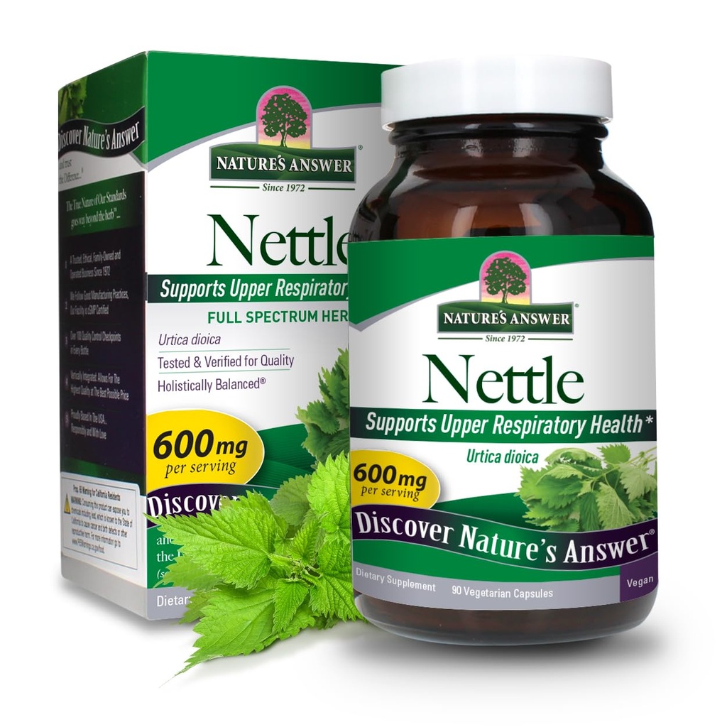 Nature's Answer Nettle Leaf Vegan Capsules 90 Count | Prostate Support | Natural Energy | Immune Support | Daily Supplement