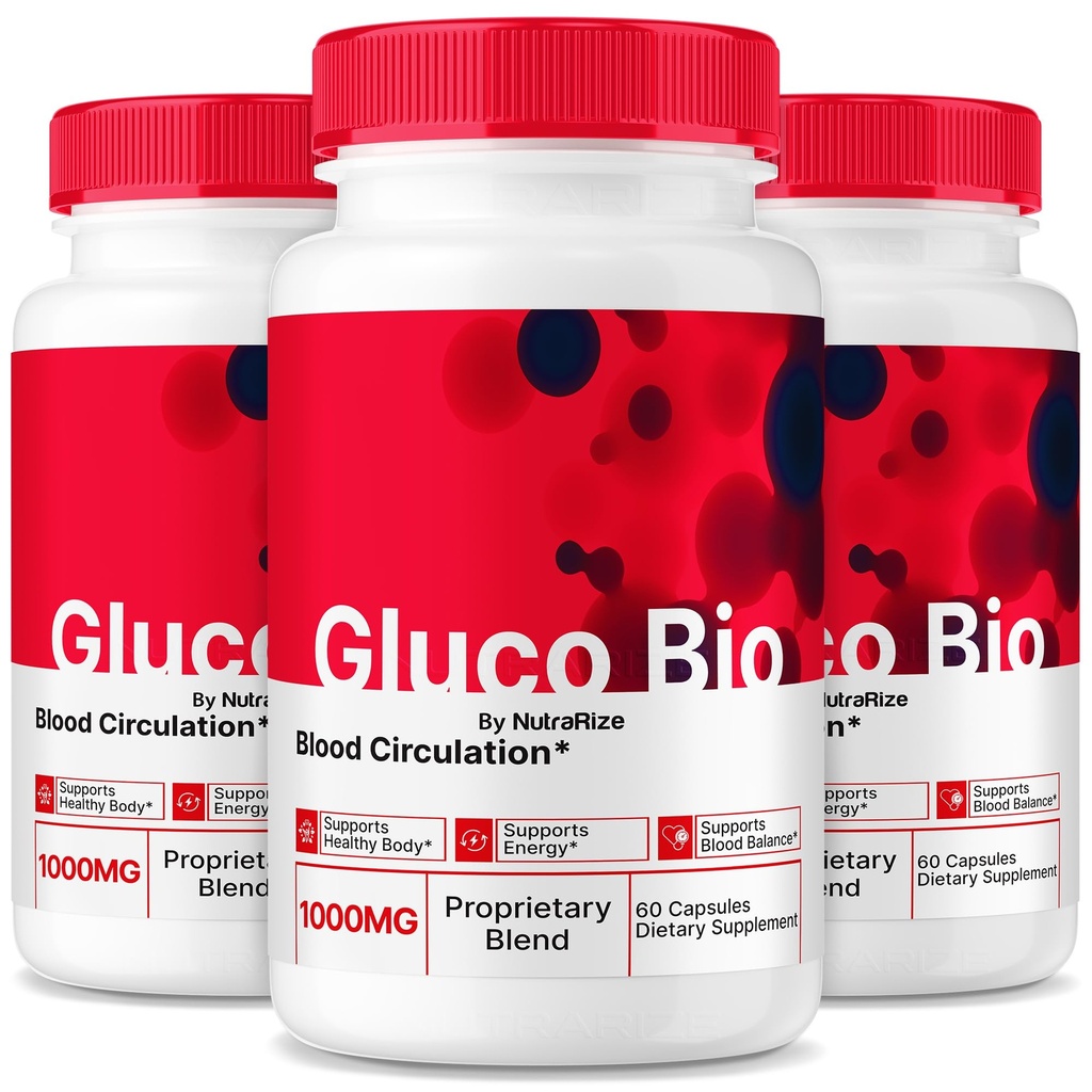 (3 Pack) GlucoBio Capsule, Supplemento ufficiale Gluco Bio, Formula naturale per sostenere la salute generale e il benessere, Pillole di vitamina Premium, Recensioni GlucoBio (180 capsule)