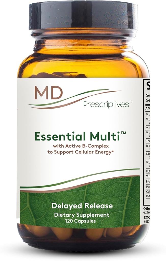MD Prescriptives - Essential Multi (Delayed Release) - Multivitamin Mineral Complex Supplement for Enhanced Hormone Support - 120 Capsule