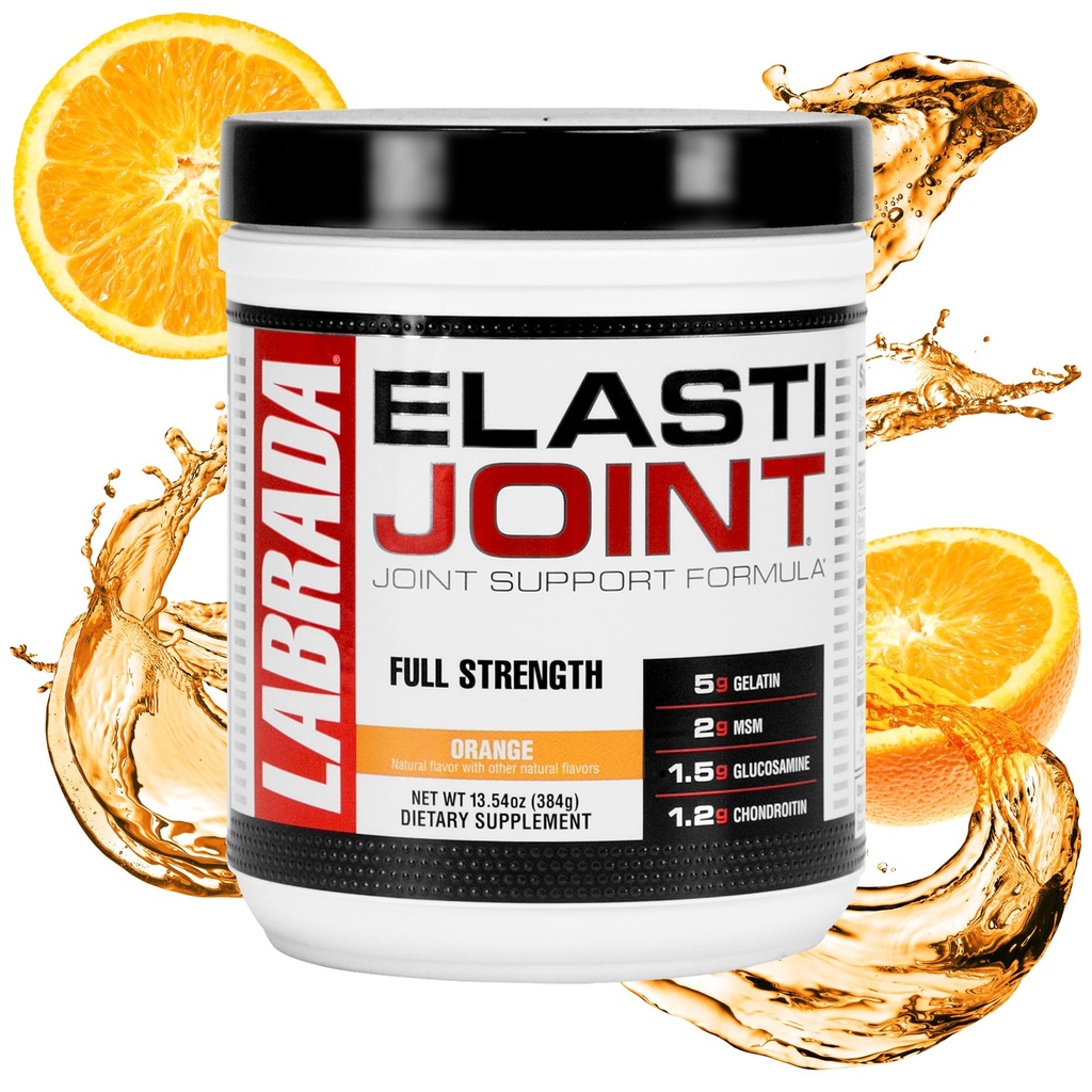 Labrada Nutrition Elastijoint, Orange Flavor,Glucosamin Joint Support Ergänzung Pulver für Männer & Frauen, Joint Relief & Knochen Health Supplement mit MSM, Glucosamin Chondroitin MSM Gluten-Free
