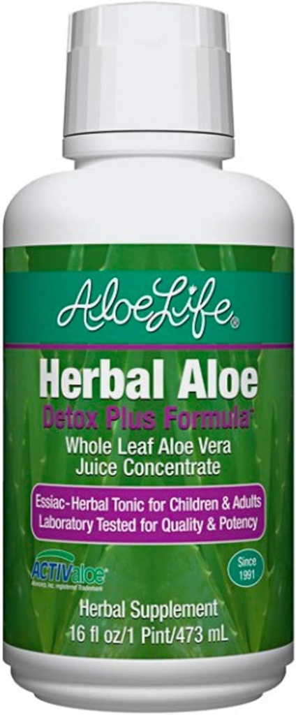 Aloe Life – Detox Plus Formula, Aloe-Based Detox Supplement, Aloe Vera Juice Cleanse, promuove la digestione più sana, tonico a base di erbe concentrato, disintossicazione della salute del fegato per il benessere generale (Lemon Lime, 16oz.)