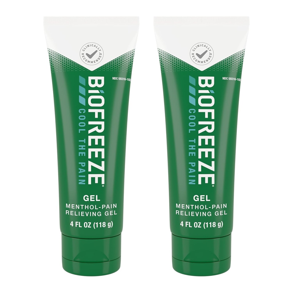 Biofreeze Menthol Pain Relieving Gel 4 FL OZ Tube (Pack Of 2) Per il sollievo del dolore associato con muscoli del dolore, artrite, semplici Backaches, e dolori articolari (Packaging May Vary)