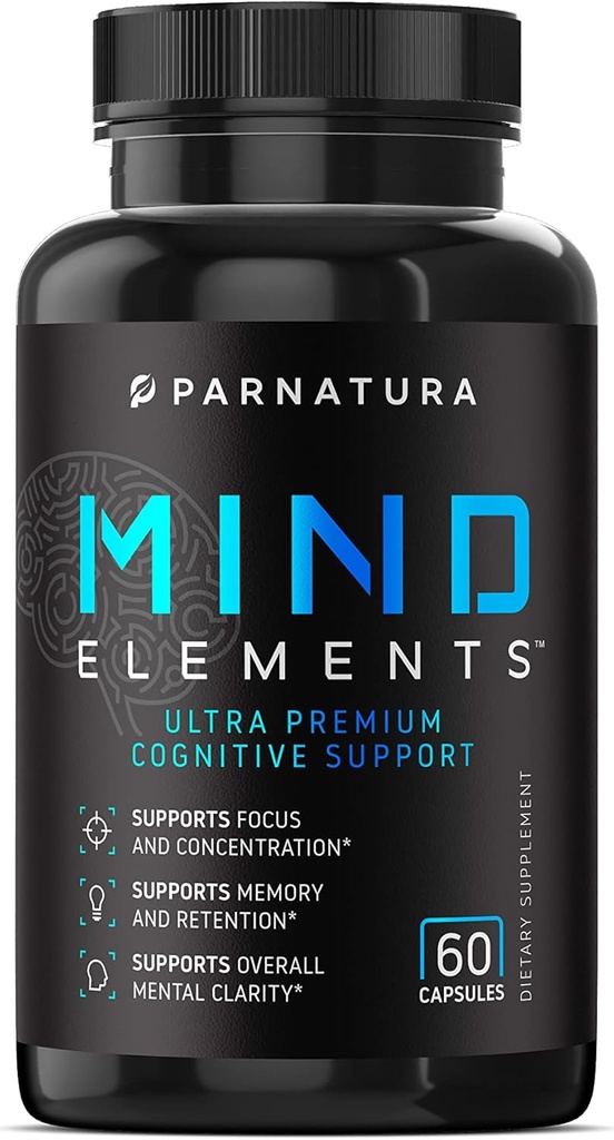 Nootropic Brain Support Supplement, Mind Elements, Boost Focus, Speicher, Konzentration, Klarheit mit Bacopa Monnieri, Alpha GPC, DMAE, Huperzine 60 Kapseln