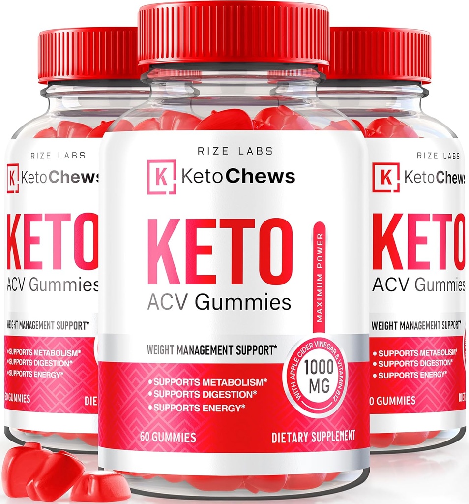 rize labs (Pack of 3 Keto Chews ACV Gummies for Advanced Weight Loss 525 mg, Premium Keto+ACV Supplement, All Natural Apple Cider Vinegar, Official Keto Plus ACV Recensioni (180 Gummies)