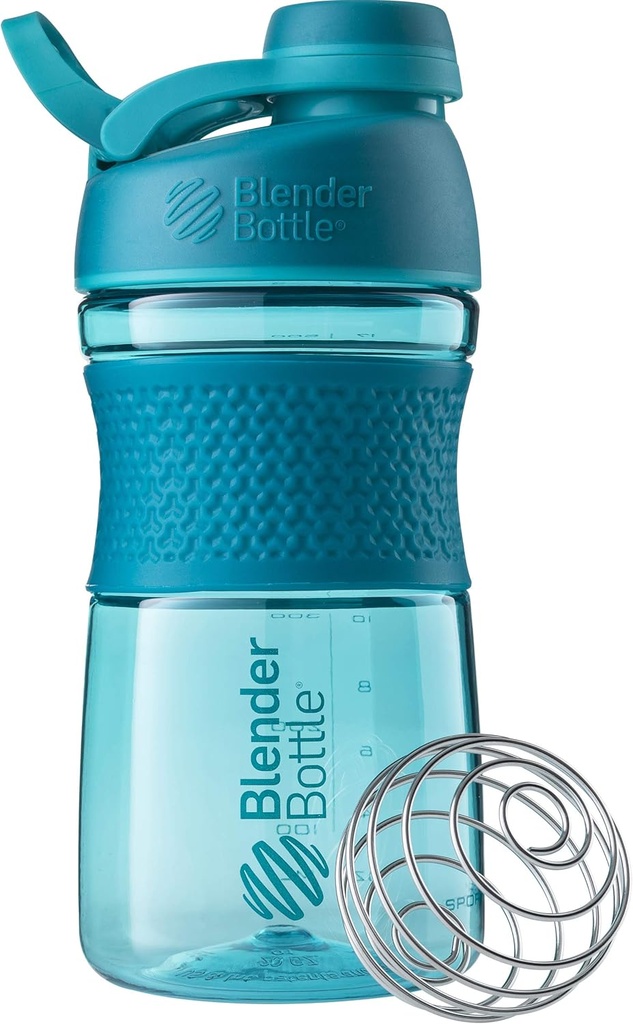 BlenderBottle 20oz SportMixer Protein Shaker Bottles, Black & Teal, Bundle von 2