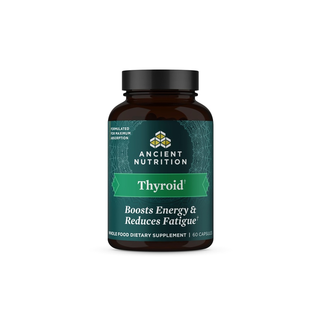 Antica nutrizione tiroide supplemento di supporto con Ashwaghanda, capsule tiroidee, promuove sonno riposante e stress ridotto, senza glutine, Paleo e Keto Friendly, 60ct