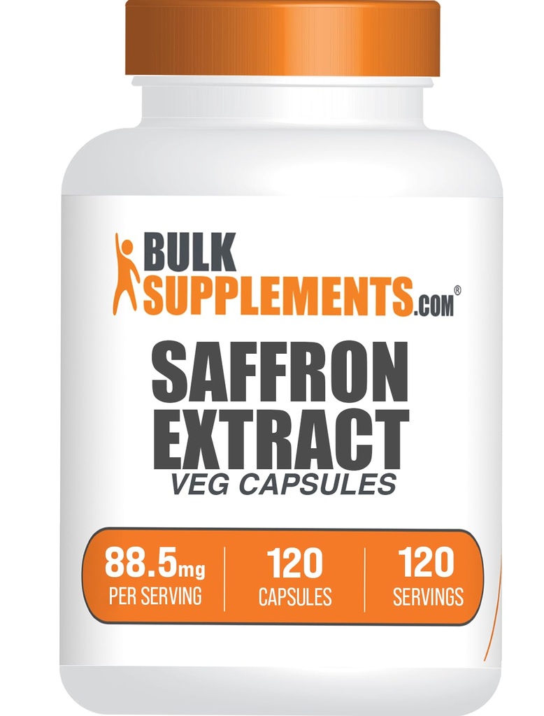 BulkSupplements.com Capsules d'extrait de safran - Suppléments de safran, Extrait de safran 88,5mg - Vegan & Gluten Free - 1 Capsule par portion, 120 Capsules de veg (paquet de 1)