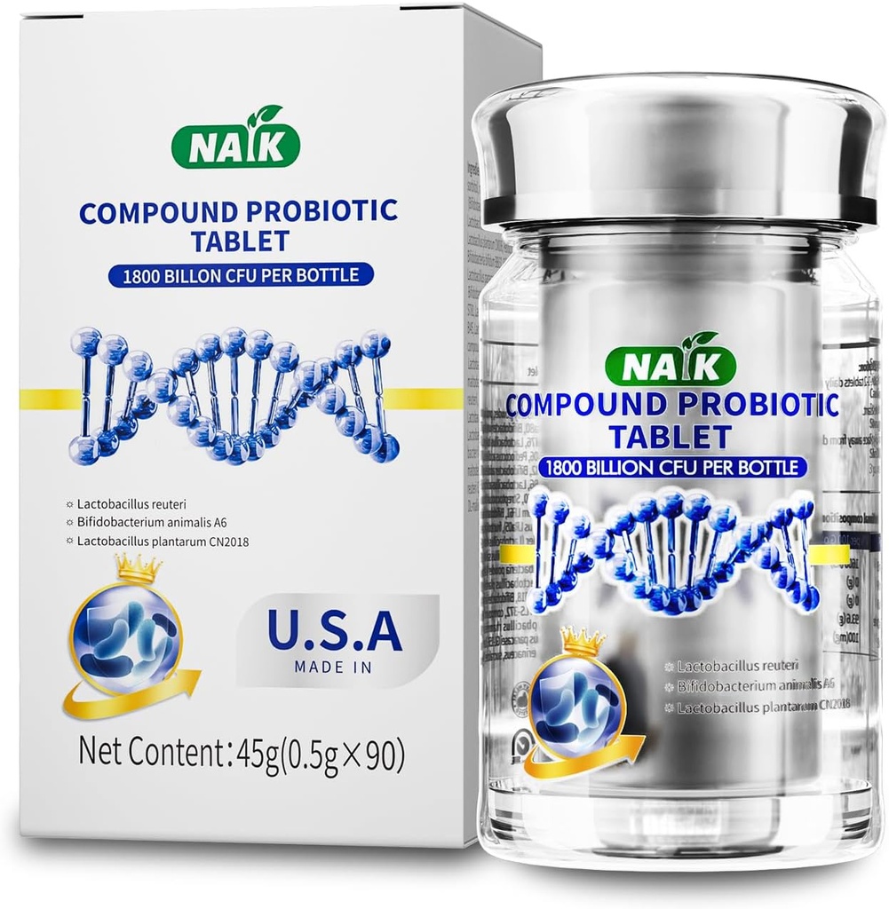 NAIK Probiotics 1800 Billion CFU - 10 Strains + Prebiotici Organici - Immune, Digestivo & Salute Gut - Supporta costipazione occasionale, Diarrea, Gas & Bloating - per le donne & uomini - 45ct