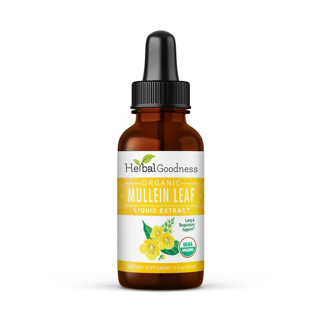 Estratto di foglie di Mullein di Bontà Erborisdizionale - Goccia di Mullein per i polmoni Detox, Expectorant Herbal e Antiossidanti Proprietà per la salute respiratoria e digestiva - Tintura di Mullein 1oz