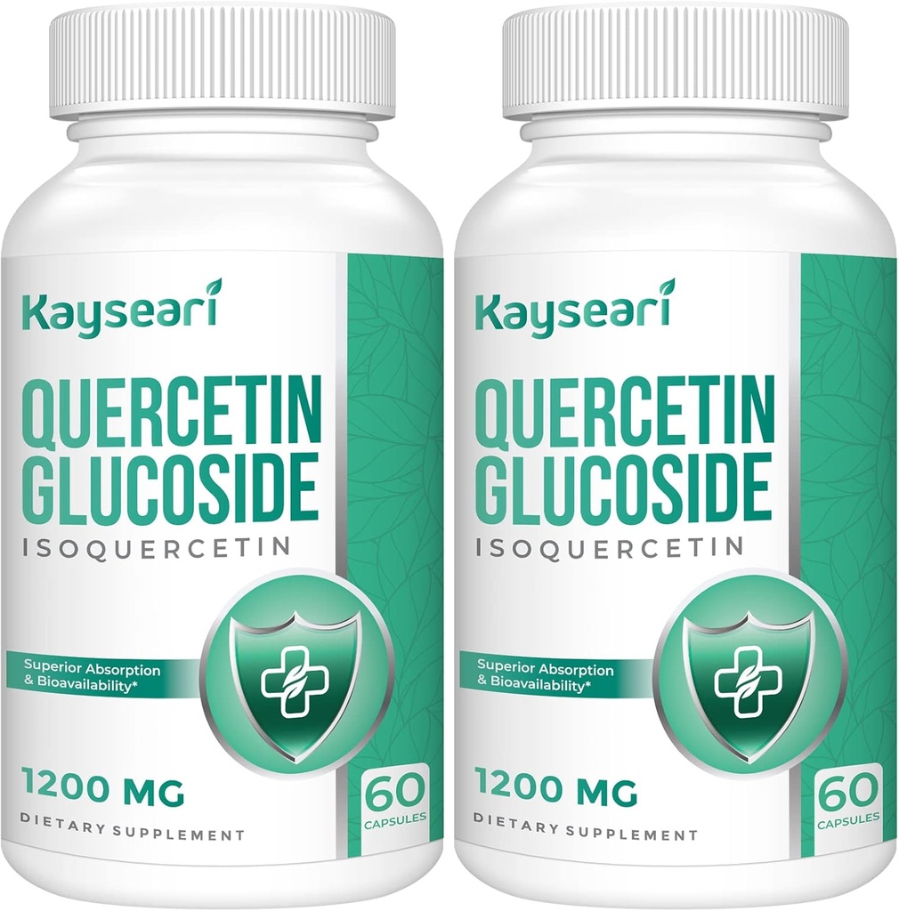 Quercetin Glucoside 1200mg Supplements - Isoquercetin with 6X Bioavailability,120 Veggie Capsules,Contain Black Pepper & Rutin for Max Absorption