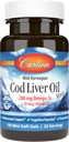 Carlson - Cod Liver Oil Minis, 280 mg Omega-3s + Vitamine A und D3, Norwegisch, Wild Caught, Sustainable Sourced, 100 Mini Softgels