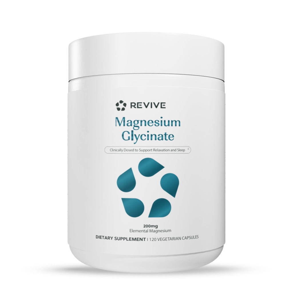 Revive MD Pure Magnesium Glycinate 200mg – Hohe Absorptionsergänzung für Entspannung, Stressentlastung, Schlaf &amp; Gedächtnis Unterstützung – fördert Stärken, Gesunde Nerven- und Muskelfunktion (60 Servietten)