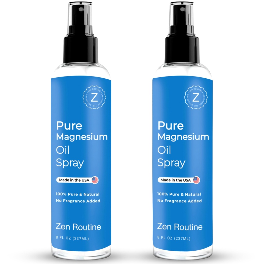 Reines Magnesiumöl Spray – 8oz (2-Pack) – USP Grade – Magnesiumöl für Füße, Körper, Muskeln & Leg Cramps – Topal Magnesium Glycinate, Aceite de Magnesio, Organic Magnesium Chloride – Made in USA