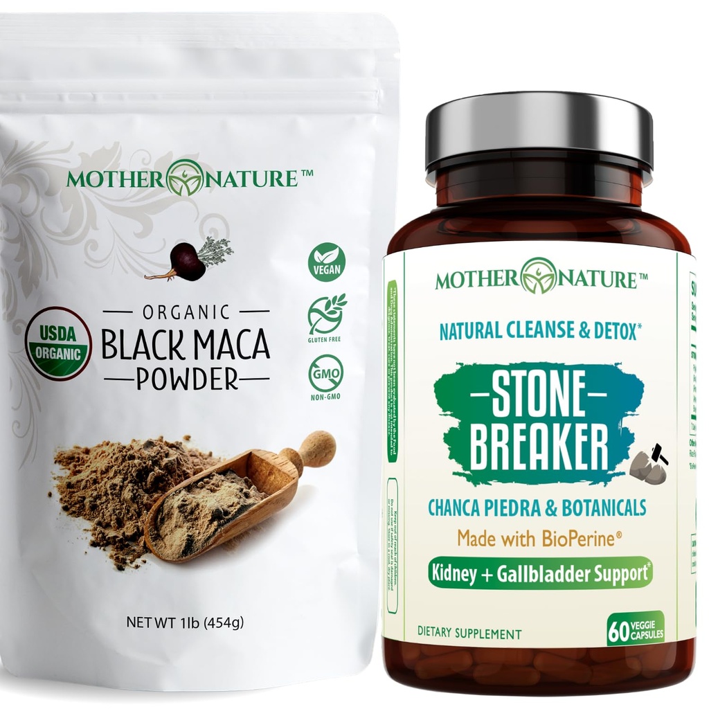 Bio Black Maca Root Powder + Chanca Piedra Stone Breaker Kapseln | Energie, Urinary & Interne Unterstützungs Natürliche Kräuterergänzung für Männer & Frauen