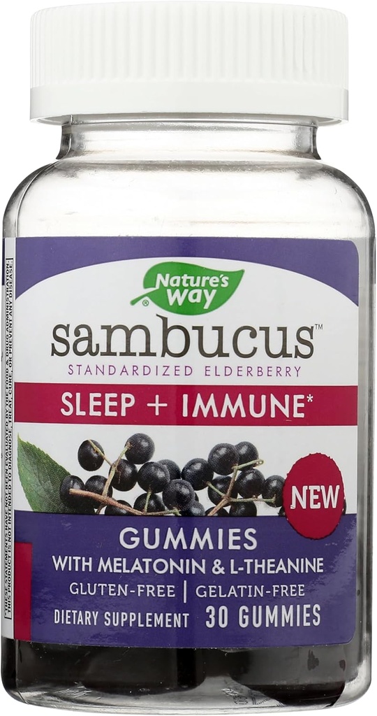 Via della natura Cammino della natura Sambucus Elderberry Sonno + Gummie immuni, 30 Conte