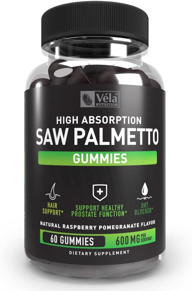 Säge Palmetto Gummies Complex für Männer und Frauen | Haarwachstumsergänzung | Urinary Function Support, Prostata Function Support | DHT Blocker | 60 Gummies
