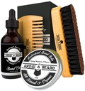Bart Brush, Bart Comb, Bartöl, & Bart Balm Grooming Kit für Herrenpflege, Reise Gesichtshaar Set für Wachstum, Styling, Glanz & Weichheit, Große Geschenke für ihn