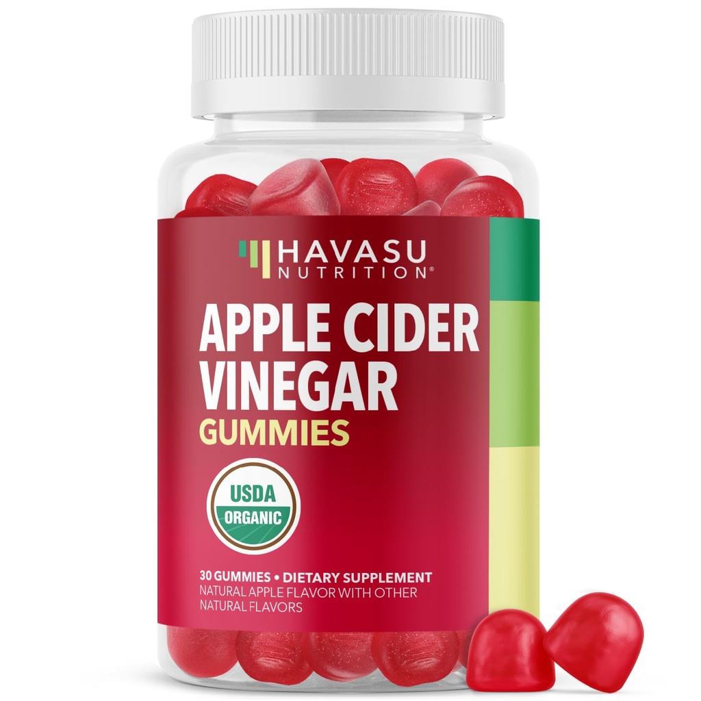 Apfel Apfelessig-Gummien - Bio ACV Vitamine für Verdauungs-Gesundheit, Stoffwechsel & Gut-Unterstützung - 30 Count - Vegan, Non-GMO, Gluten-Free - Delicious Flavor & No Harsh Taste - 15 Tage Versorgung