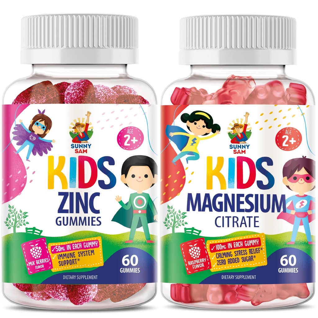 SUNNY SAM Zinc Gommy à croquer et Gommy au magnésium pour enfants