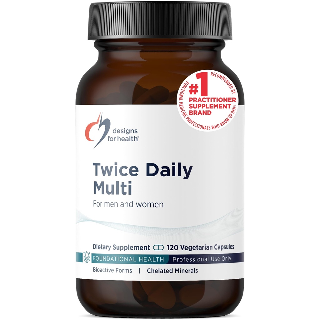 Progetti per la salute Multivitamina etilata per le donne e gli uomini - Twice Supplemento Multiminerale giornaliero & Multivitamina senza ferro + Methylated B12 e Folate, Vitamina C, K, D, E + di più (120 capsule)