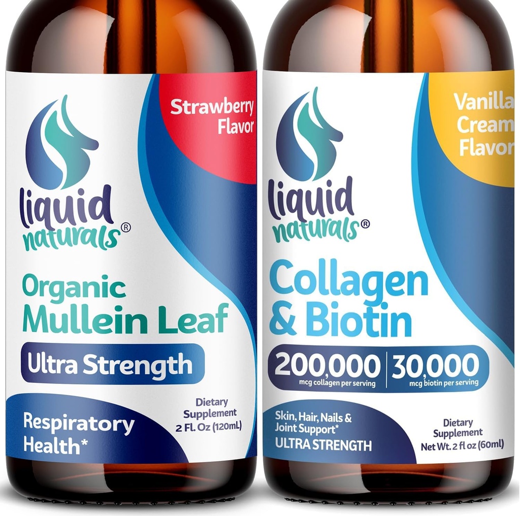 Wellness LABSRX Mullein Blatttropfen für Lungen, 2 Fl. Oz - Flüssiges Kollagen und Biotin, 2 Fl. Oz