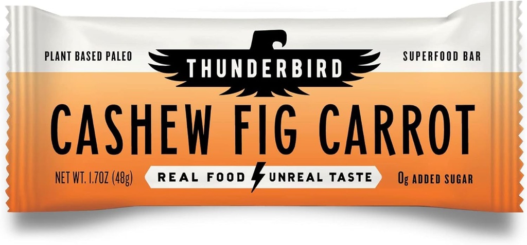 Thunderbird Bars Energy Snack, Glutenfrei mit Protein, Gesunde Real Food, Vegan Paleo Non-GMO, Ohne Zusatz von Zucker, Cashew Fig Carrot Flavor (12 Graf, 1,7 Unzen Bars)