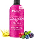 Zena Nutrition Liquid Collagen Peptides and Biotin, 2500mg Verisol Bioactive Collagen Peptides, 5000mcg Biotin, Haar, Haut, Nagelergänzung für Frauen und Männer, Mischbeere, 90 Servierungen, 30 fl oz