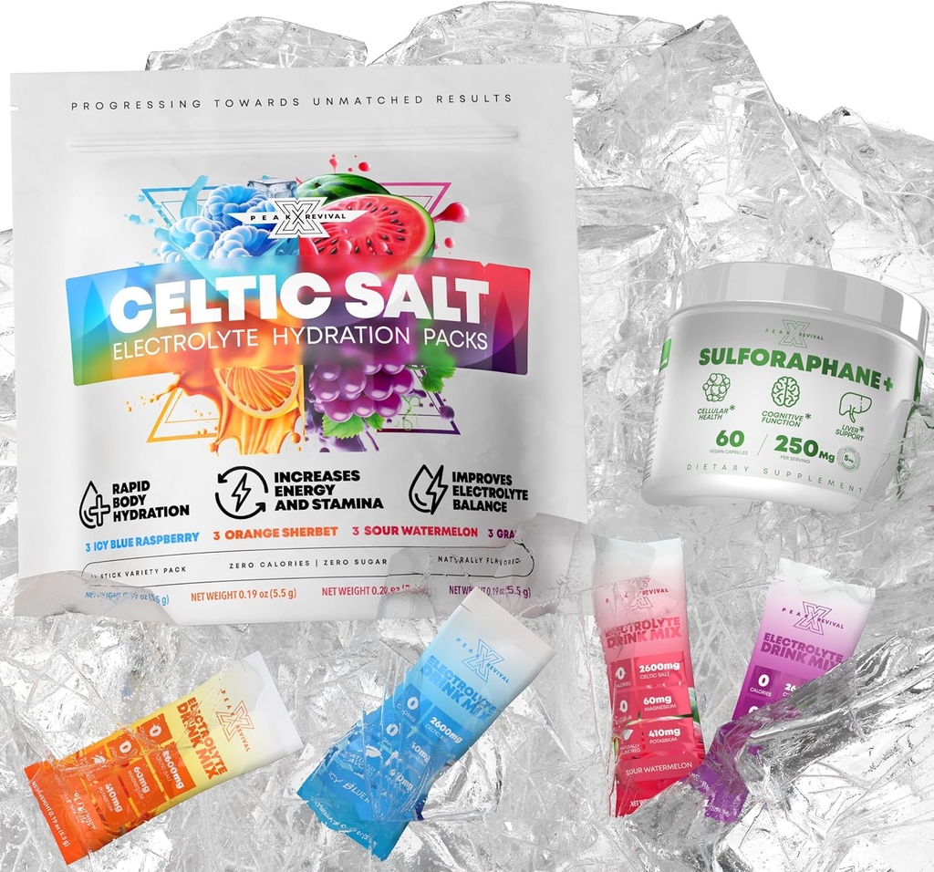 5000mcg di reale laboratorio-Verified Sulforaphane Supplemento + Electrolytes Powder Packets sale celtico 12 Electrolyte Packets