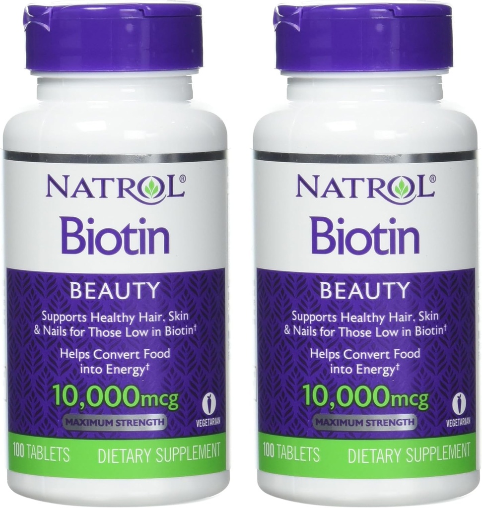 Natrol Biotin Tablet 10000 mcg, 100 Conte (Pacchetto di 2)