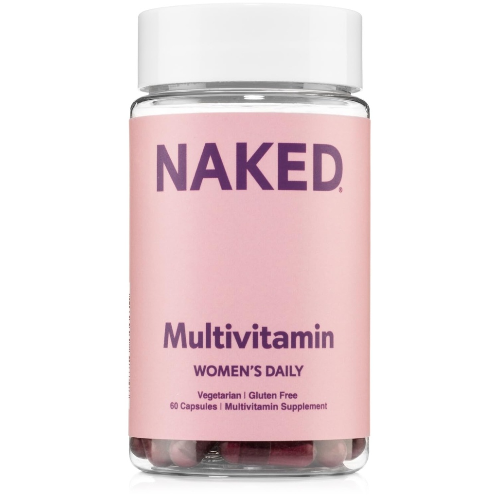 Nutrition NAKED Multivitamines quotidiennes multivitamines pour femmes - Vitamines A, C, E, Sélénium, Zinc, Fruits et Extraits Super Verts, pour stimuler le soutien immunitaire - Vitamines sans gluten et végétariennes, 60 Capsules